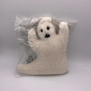 New Pottery Barn Plush Sherpa Ivory Ghost Shaped Pillow Cuddly Cozy Halloween